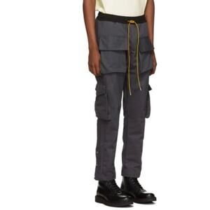 RHUDE Men's XL Nylon Twill Cargo Pants Dark Gray